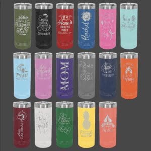 22 oz. Skinny Tumbler with Clear Slider Lid Customized