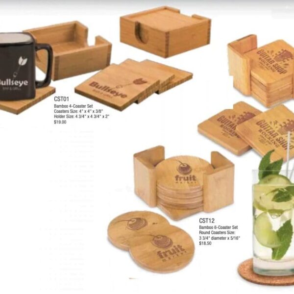 Bamboo Coaster Sets with Holder
