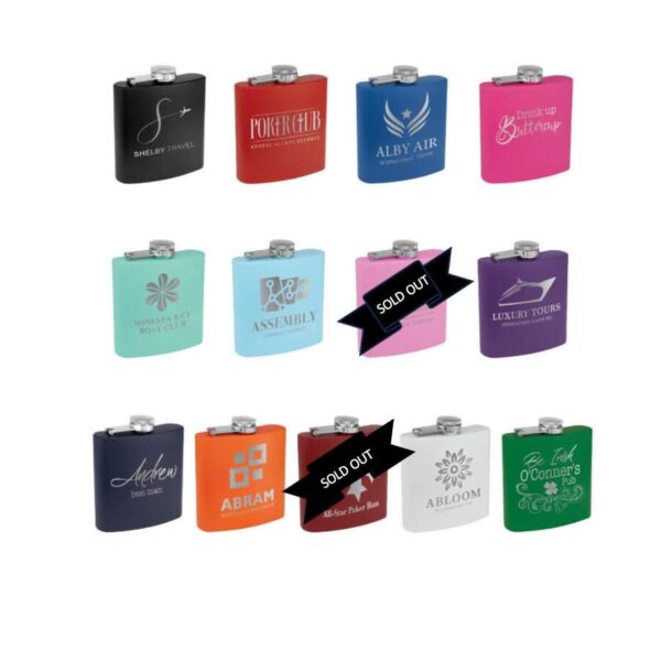 6 oz Powder Coated Stainless Steel Flask