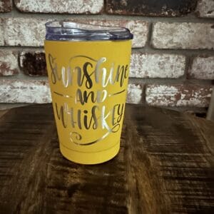 20 oz. Yellow Gold Sunshine and Whiskey Cocktail Tumbler with Clear Slider Lid