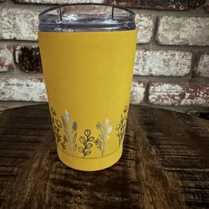 20 oz. Yellow Gold Wildflower Cocktail Tumbler with Clear Slider Lid