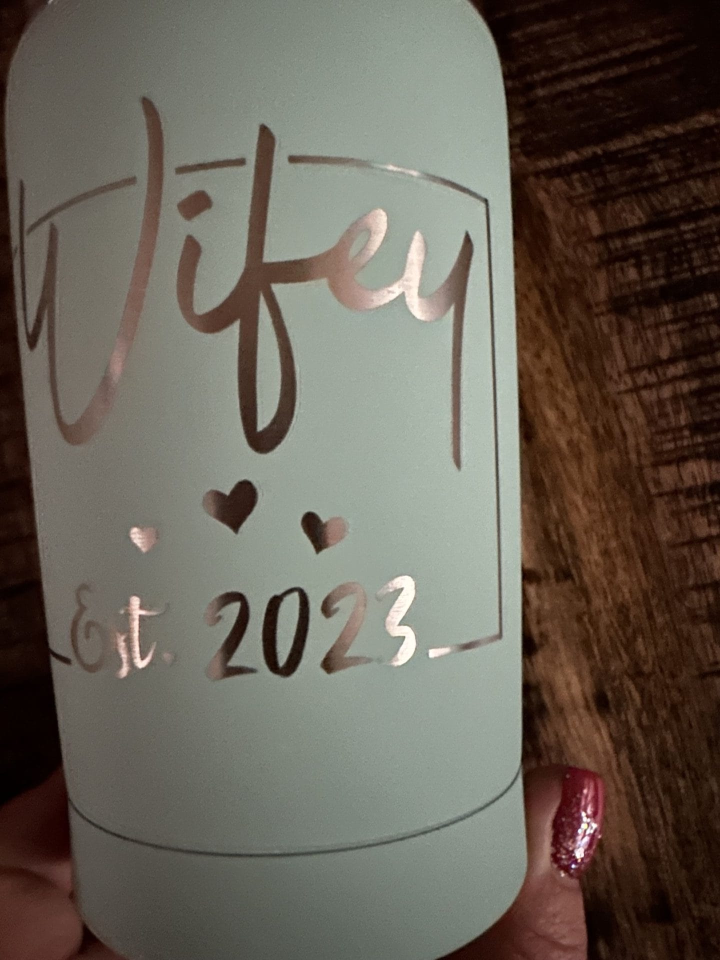20 oz. Tiffany Blue Wifey 2023 Cocktail Tumbler with Clear Slider Lid - Image 2