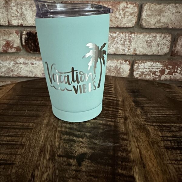 20 oz. Tiffany Blue Vacation Vibes Cocktail Tumbler with Clear Slider Lid
