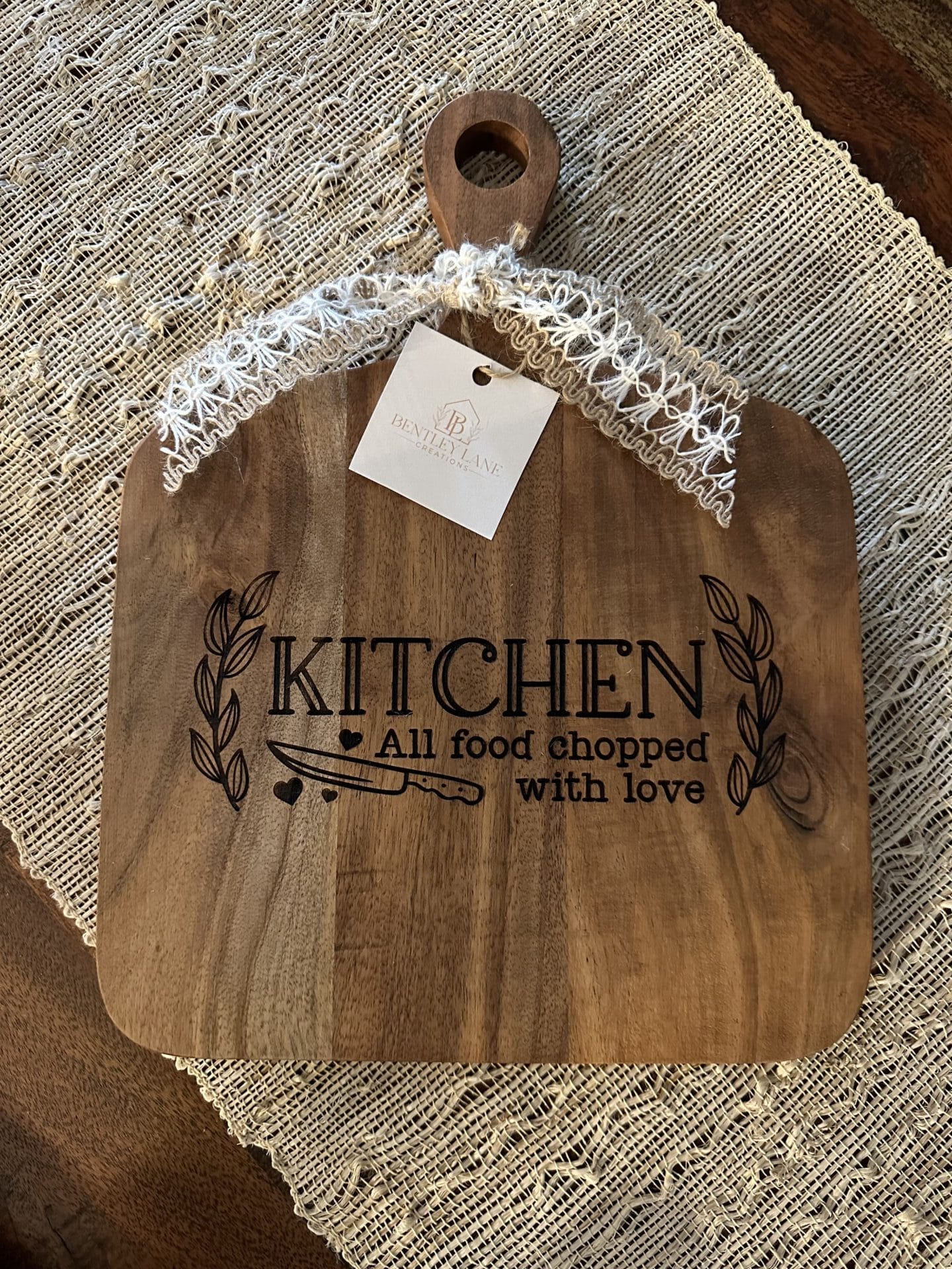 All Food Chopped with Love Cutting Board