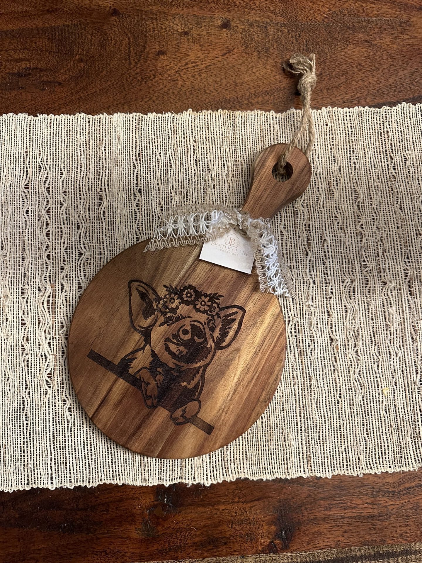 Pig In Flowers Cutting Board - Image 2