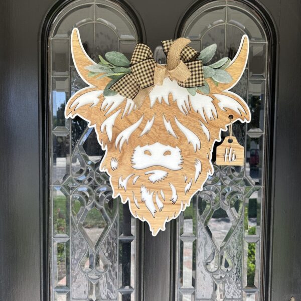 Highland Cow Door Hanger Kit with Tag
