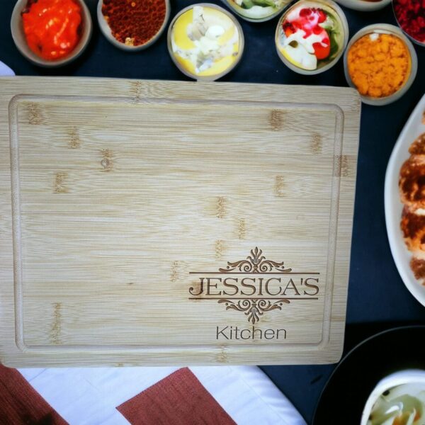 Personalized Bamboo Cutting Board with Drip Ring
