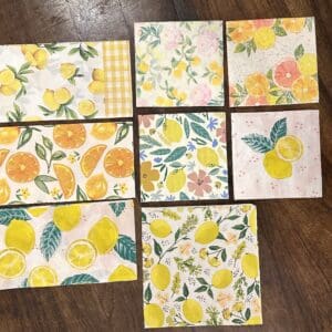 Citrus Spring Napkin Bundle #1, lemons and floral napkins, oranges, summer napkins, spring floral, napkins for crafting, decoupage napkins