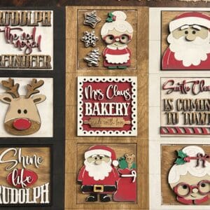Santa and Mrs Claus Interchangeable Squares Set of 9