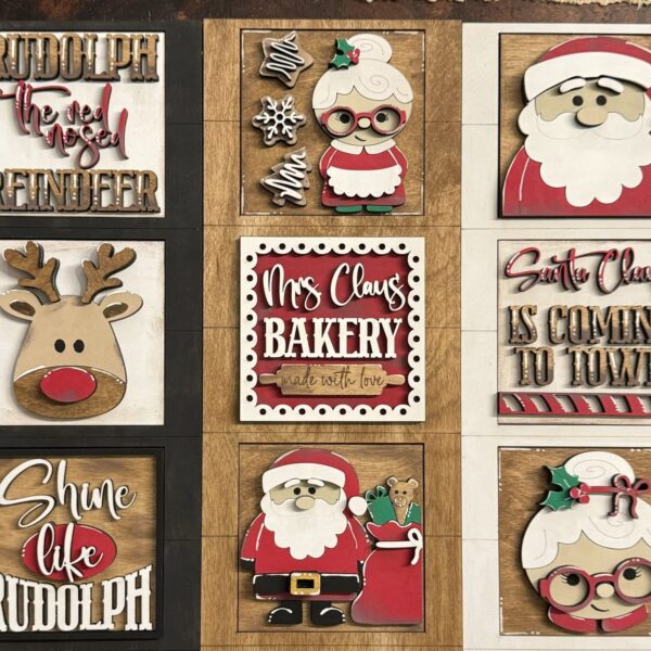 Santa and Mrs Claus Interchangeable Squares Set of 9