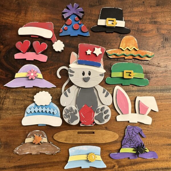 Cat Interchangeable Hats Table/Shelf Sitter