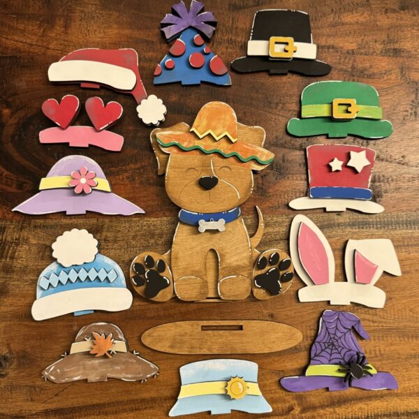 Dog Interchangeable Hats Table/Shelf Sitter