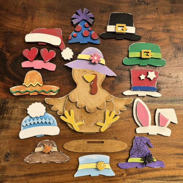 Turkey Interchangeable Hats Table/Shelf Sitter