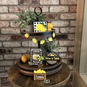 Farm Fresh Lemon Tiered Tray 7 Piece Set