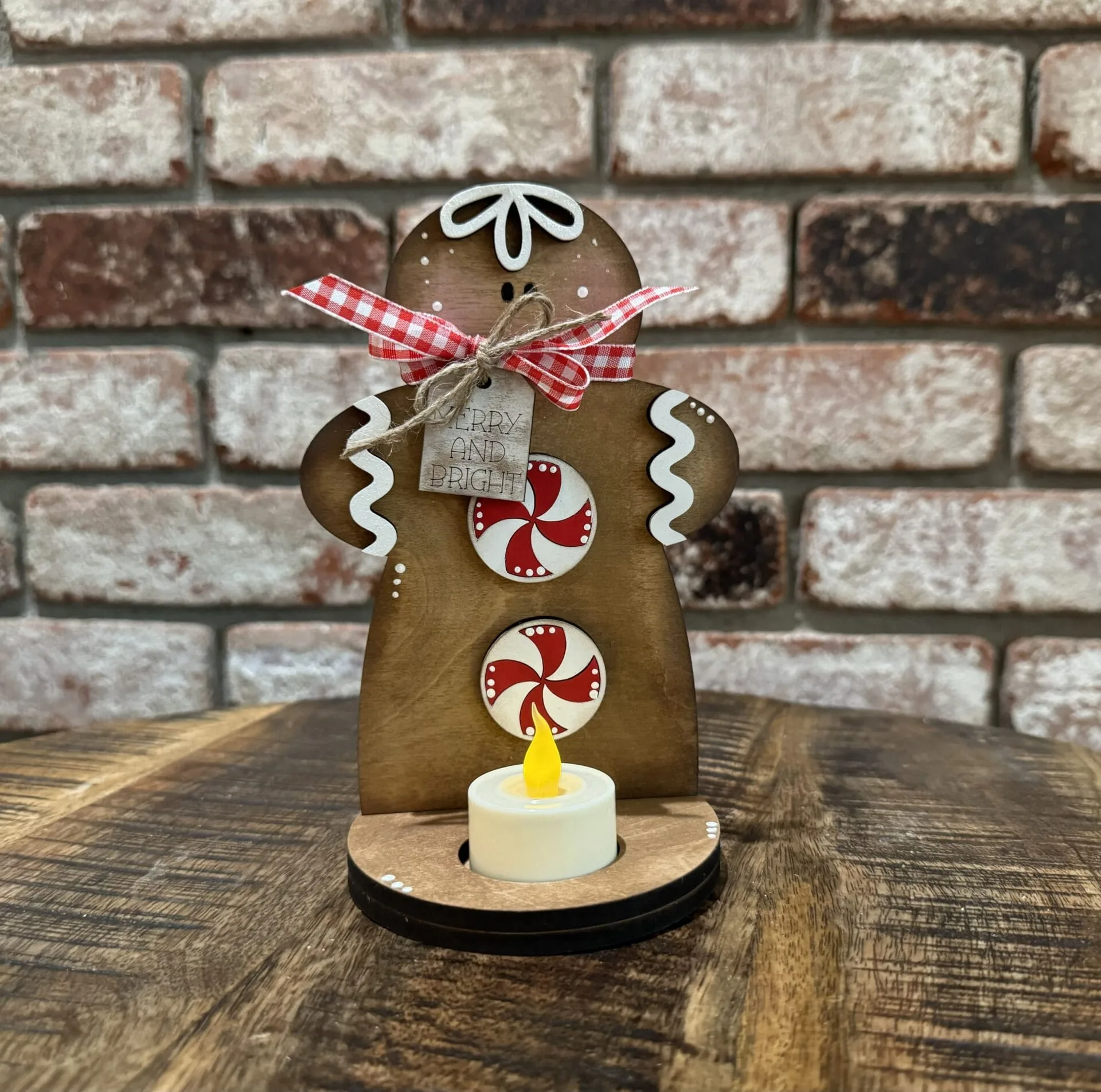 Gingerbread Votive Peppermint Shelf Sitters 2 Styles - Image 7