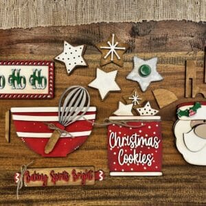 Vintage Santa Cookie Tiered Tray 6 Piece Set