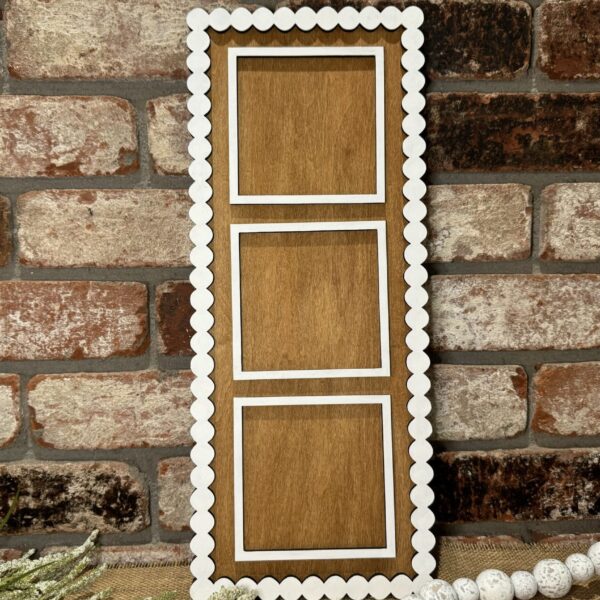 Interchangeable 3 Square Leaning Pearl Scroll Frame