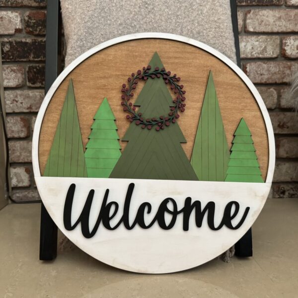 Welcome Christmas Tree Door Hanger