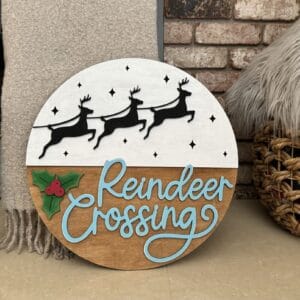 Reindeer Crossing Christmas Door Hanger
