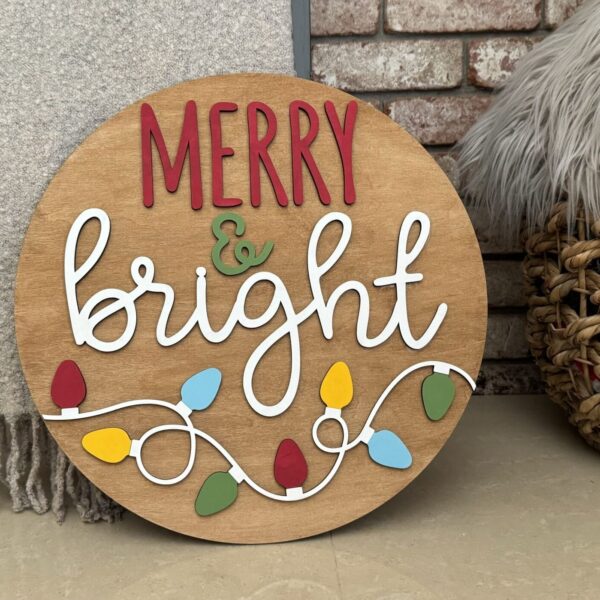 Merry & Bright Christmas Door Hanger