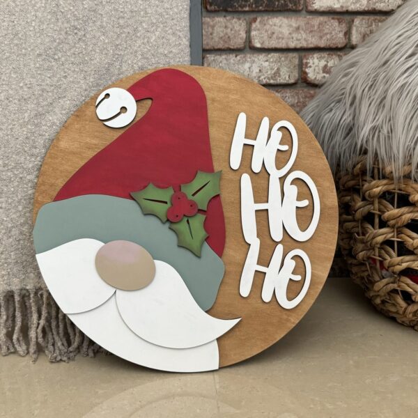 HO HO HO Gnome Santa Christmas Door Hanger