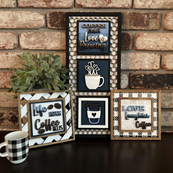 Coffee Bar Interchangeable Squares Set of 5