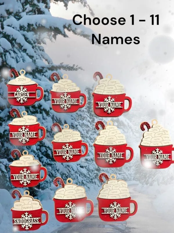 Hot Chocolate Cocoa Personalized Christmas Ornaments - 11 Styles - Image 3