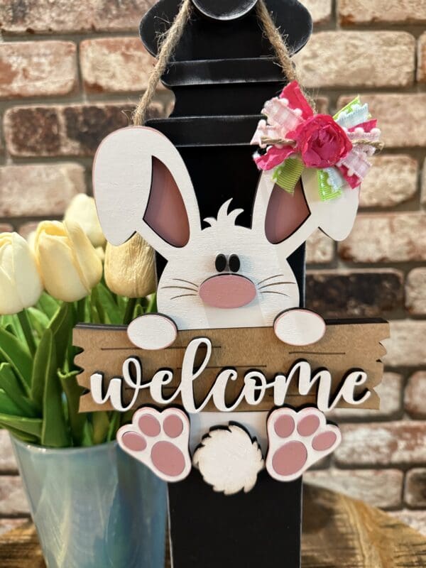 Easter Bunny Welcome Sign Door Hanger