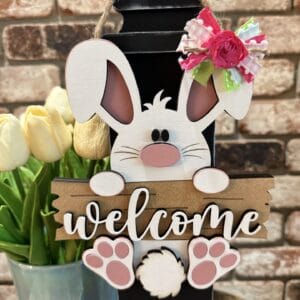 Easter Bunny Welcome Sign Door Hanger