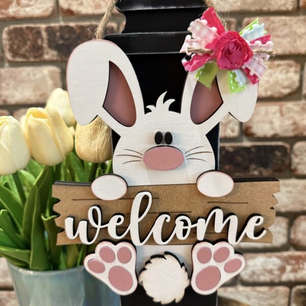 Easter Bunny Welcome Sign Door Hanger
