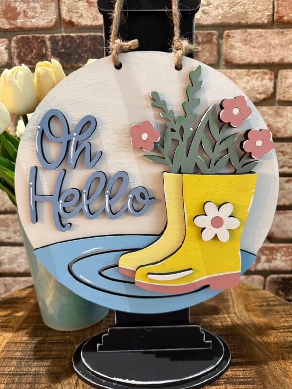 Oh Hello Spring Rain Boots Door Hanger