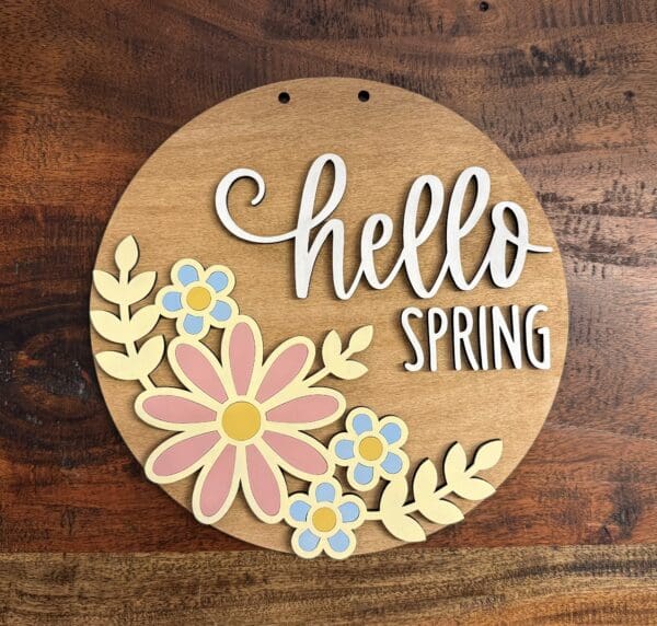 Hello Spring Floral Door Hanger - Image 4