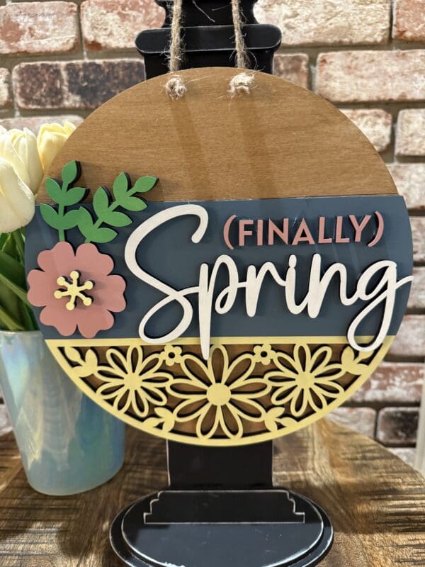 Finally Spring Floral Door Hanger