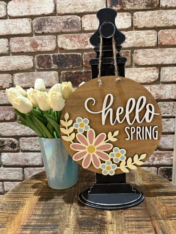 Hello Spring Floral Door Hanger - Image 5