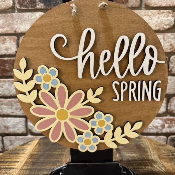 Hello Spring Floral Door Hanger