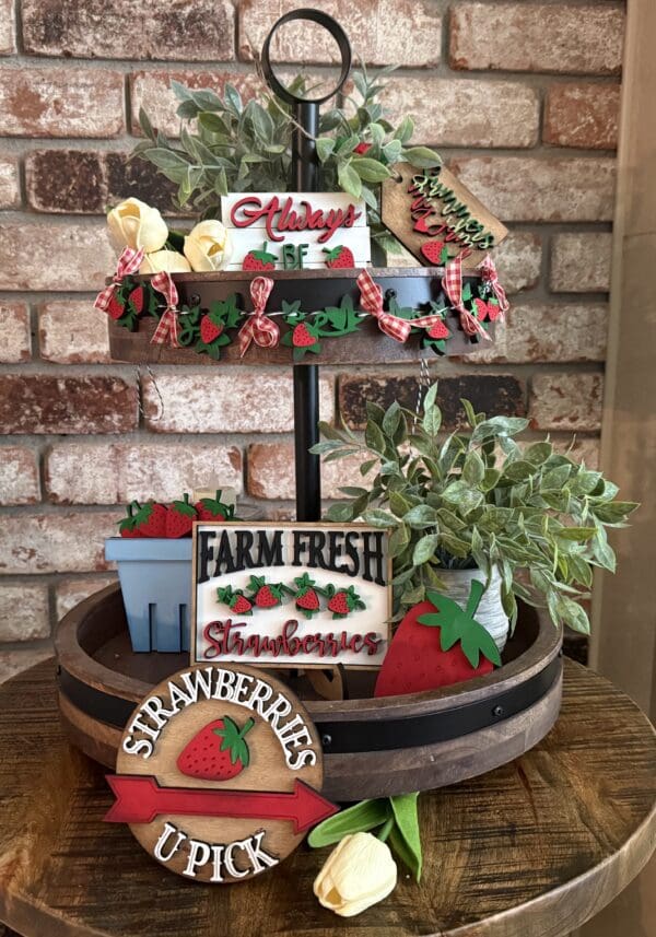 Strawberry Farm Tiered Tray 7 Piece Set
