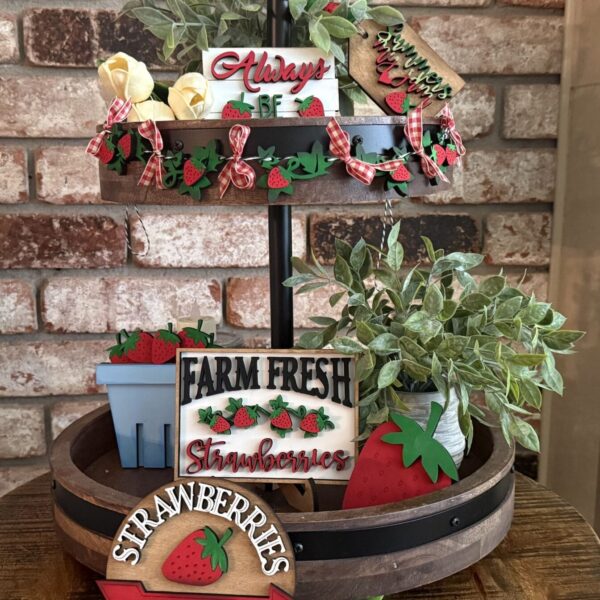 Strawberry Farm Tiered Tray 7 Piece Set