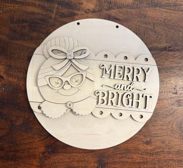 Mrs Claus Merry & Bright Christmas Door Hanger - Image 2