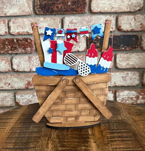 Patriotic For Flower Basket Interchangeable Weave Basket