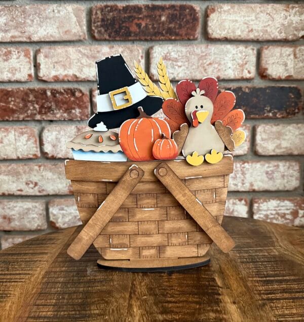 Thanksgiving Turkey For Flower Basket Interchangeable Weave Basket