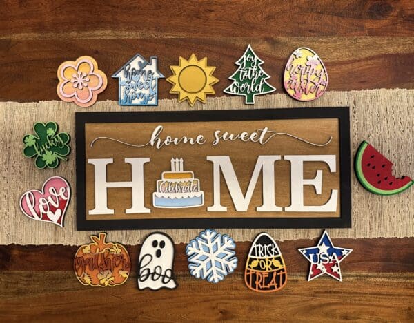 Interchangeable Home Sweet Home Hanging Sign Leaner
