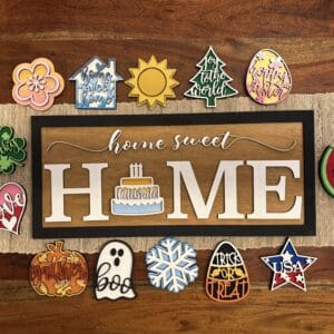 Interchangeable Home Sweet Home Hanging Sign Leaner