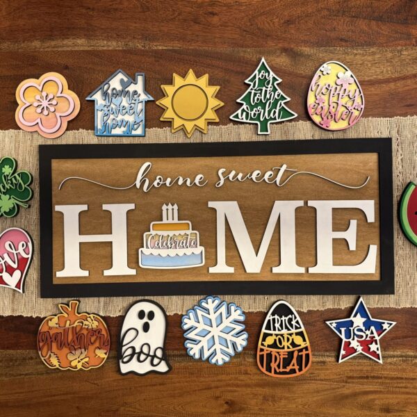 Interchangeable Home Sweet Home Hanging Sign Leaner