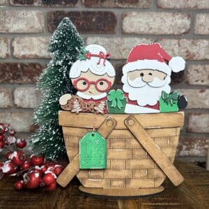 Santa and Mrs Claus For Flower Basket Interchangeable Weave Basket