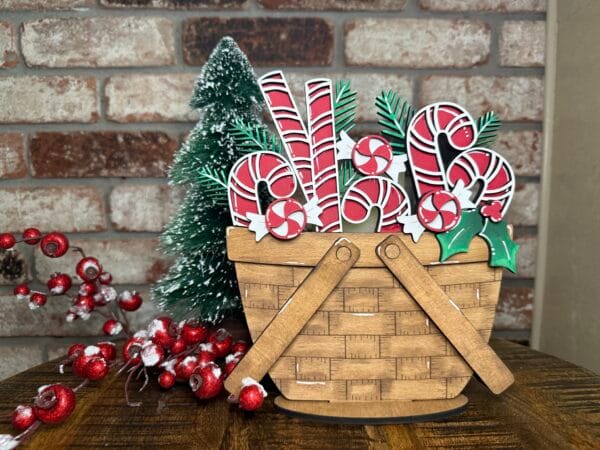 Christmas Candy Canes For Flower Basket Interchangeable Weave Basket