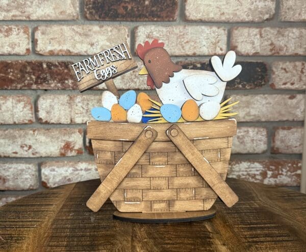 Chicken and Eggs For Flower Basket Interchangeable Weave Basket