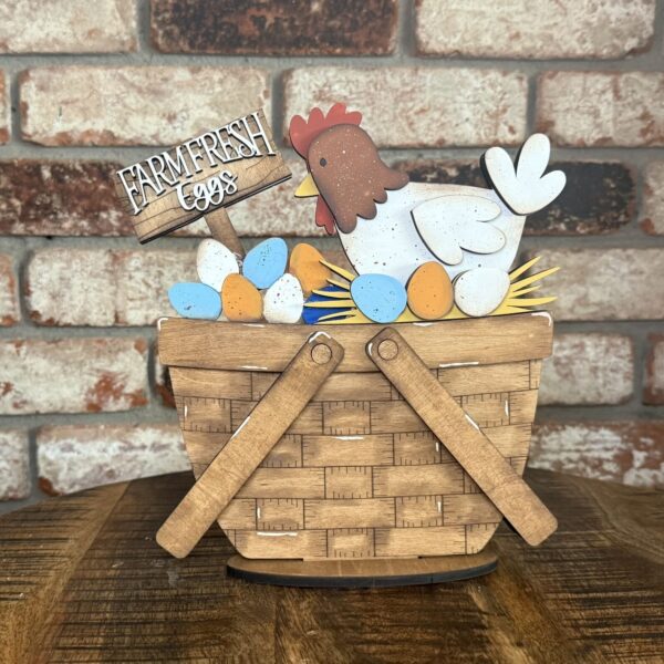 Chicken and Eggs For Flower Basket Interchangeable Weave Basket