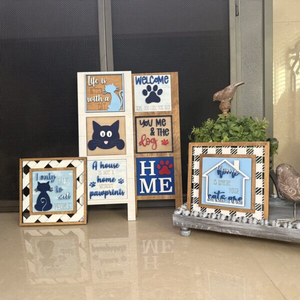 Cats and Dogs Everyday Interchangeable Squares Set of 8