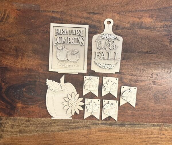 Fall Pumpkin Bench Interchangeable  4 Piece Set - Image 2