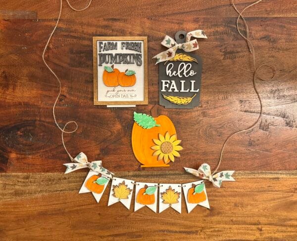 Fall Pumpkin Bench Interchangeable  4 Piece Set - Image 4